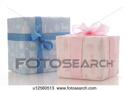 Stock Image - Blue and pink gift. Fotosearch
