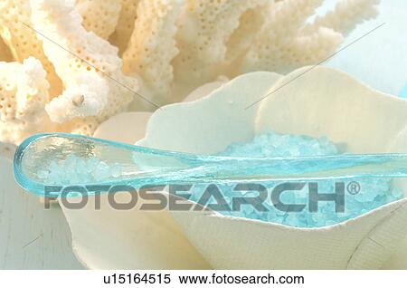 Light blue bath salt View Large Photo Image Stock Photography - Light blue bath salt. Fotosearch