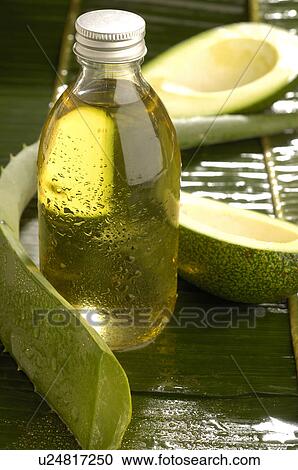 Stock Image - Aloe cosmetic oil. Fotosearch