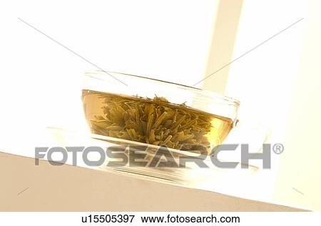 Stock Photo - Green tea in a glas cup. Fotosearch