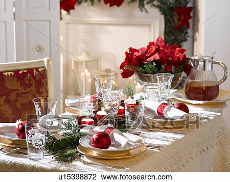 Festive Christmas table View Large Photo Image Stock Image - Festive Christmas table. Fotosearch
