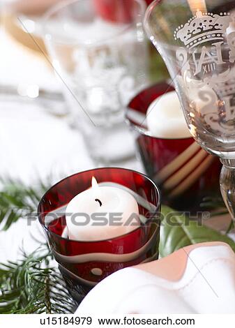Stock Photo - Red table lantern. Fotosearch