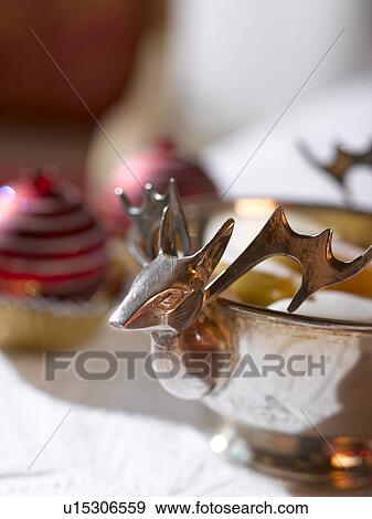 Silver raindeer bowl View Large Photo Image Stock Photo - Silver raindeer bowl. Fotosearch