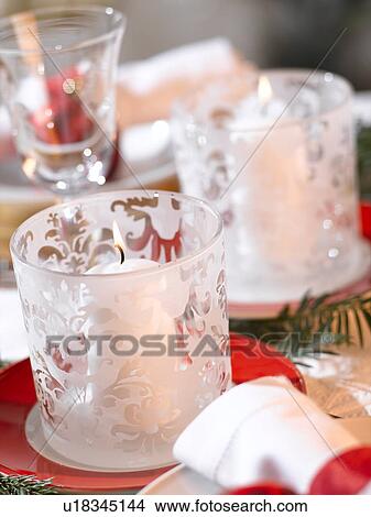 Picture - White table lantern. Fotosearch