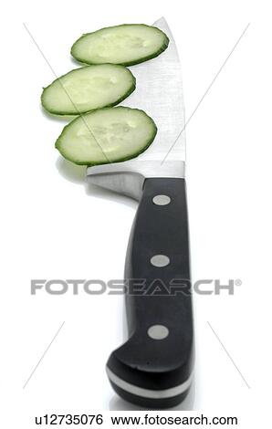 Stock Photograph - Cucumber and knife. Fotosearch
