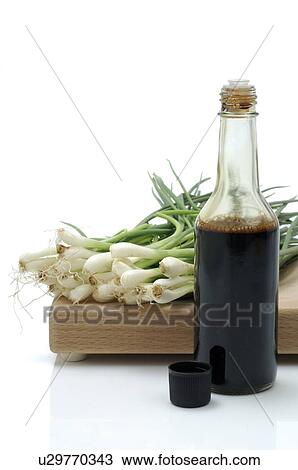 Stock Image - scallions and soy sauce. Fotosearch