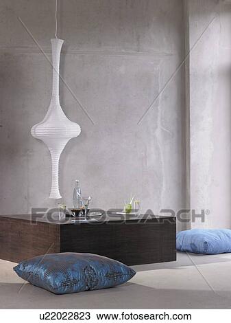 Stock Image - Cocktailbar, seat with cusions. Fotosearch