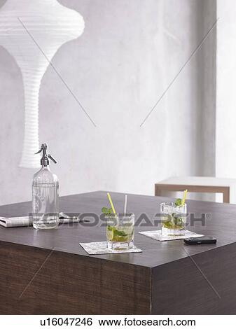 Stock Photograph - Cocktailbar, seat with cusions. Fotosearch