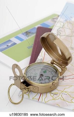 Stock Photography - Compas and a map. Fotosearch