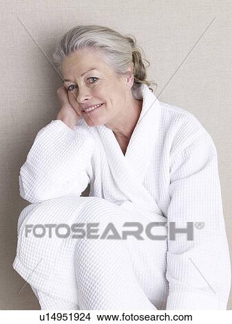 Picture - Senior adult in bathrobe. Fotosearch
