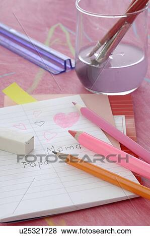 Stock Photo - Crayons and paper. Fotosearch