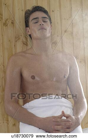 Stock Photo - Man in the sauna. Fotosearch