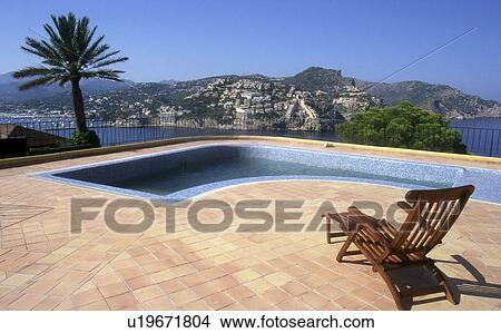 Picture - Mediterranean style terrace with swimming pool. Fotosearch