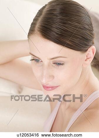 Stock Photograph - Dark haired woman. Fotosearch