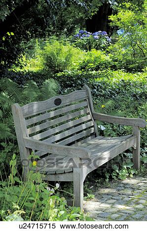 Stock Photography - wooden bank in the shade. Fotosearch
