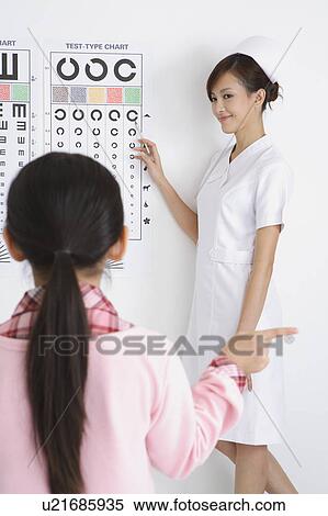 Young nurse checking little girl's eye View Large Photo Image Stock Photography - Young nurse checking little girl's eye. Fotosearch