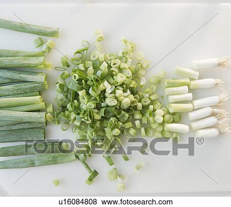 Stock Photo - Close up of chopped green onions. Fotosearch