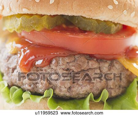 Close up of hamburger View Large Photo Image Stock Image - Close up of hamburger. Fotosearch