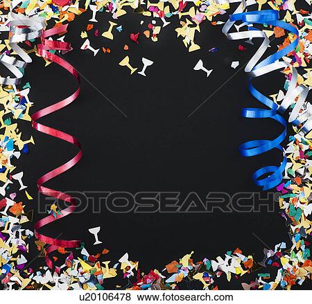 Confetti and ribbons View Large Photo Image Stock Photo - Confetti and ribbons. Fotosearch