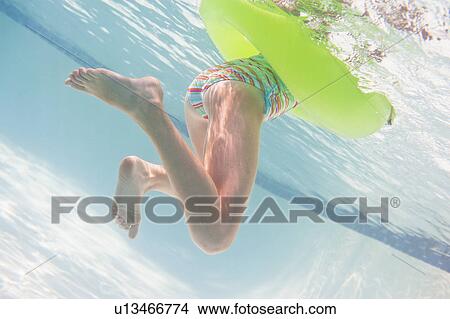 Girl (10-11) swimming underwater View Large Photo Image Picture - Girl (10-11) swimming underwater. Fotosearch