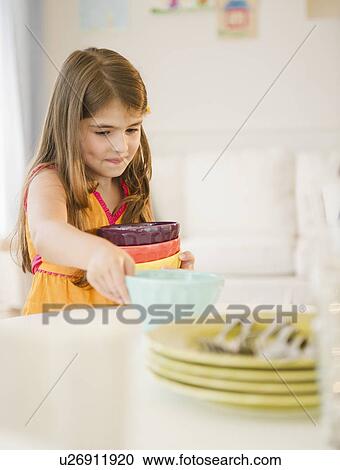 Girl ( 6-7) setting table View Large Photo Image Stock Image - Girl ( 6-7) setting table. Fotosearch