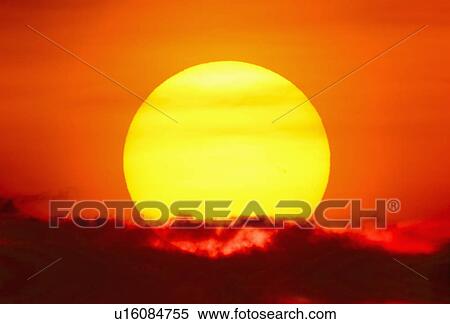 Large sun at sunset View Large Photo Image Stock Photography - Large sun at sunset. Fotosearch