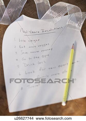 Picture - List of New Years resolutions. Fotosearch