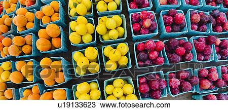 Market stall with colorful fruits in cartons View Large Photo Image Stock Image - Market stall with colorful fruits in cartons. Fotosearch