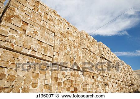 Stock Photo - Orderly stack of timber. Fotosearch