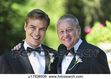 Portrait of father with bridegroom at wedding View Large Photo Image Stock Photograph - Portrait of father with bridegroom at wedding. Fotosearch