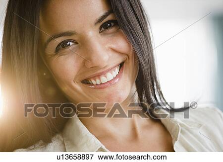 Portrait of smiling woman View Large Photo Image Stock Photo - Portrait of smiling woman. Fotosearch