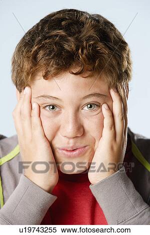 Studio portrait of boy (12-13) View Large Photo Image Stock Photography - Studio portrait of boy (12-13). Fotosearch
