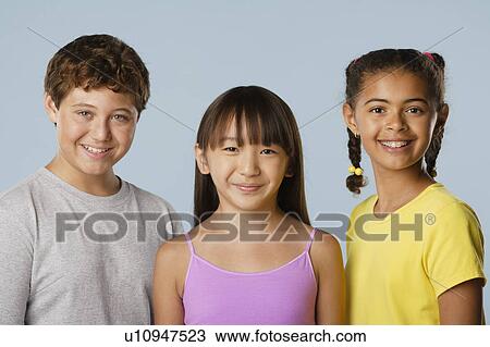 Studio portrait of boy and girls (10-11, 12-13) View Large Photo Image Stock Image - Studio portrait of boy and girls (10-11, 12-13). Fotosearch