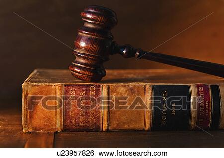 Stock Photograph - Studio shot of law book and gavel. Fotosearch