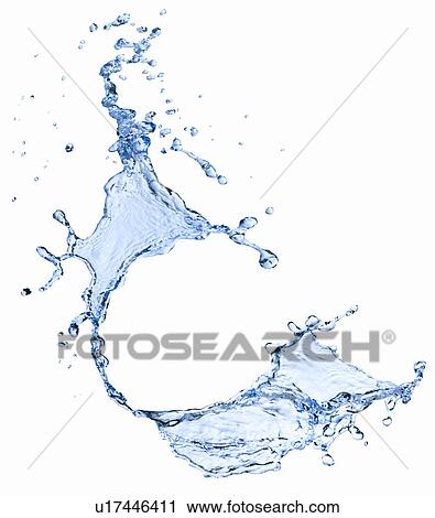 Stock Image - Studio shot of water splash on white background. Fotosearch