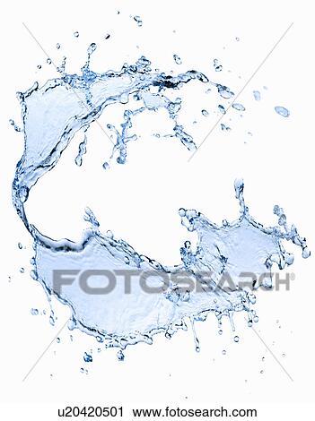 Stock Image - Studio shot of water splash on white background. Fotosearch