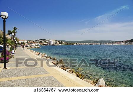 Turkey, Cesme, promenade View Large Photo Image Stock Photo - Turkey, Cesme, promenade. Fotosearch