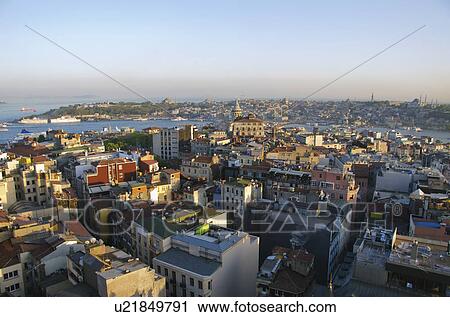 Stock Image - Turkey, Istanbul, high angle view of city. Fotosearch