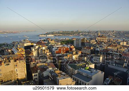 Turkey, Istanbul, high angle view of city View Large Photo Image Stock Photo - Turkey, Istanbul, high angle view of city. Fotosearch