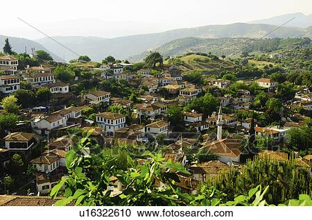 Turkey, Sirince, elevated view of village View Large Photo Image Stock Image - Turkey, Sirince, elevated view of village. Fotosearch