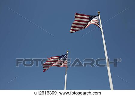 Stock Photo - Two American flags. Fotosearch
