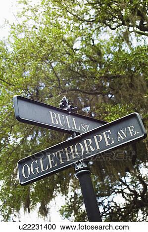 USA, Georgia, Savannah, Close up of street name signs View Large Photo Image Stock Image - USA, Georgia, Savannah, Close up of street name signs. Fotosearch