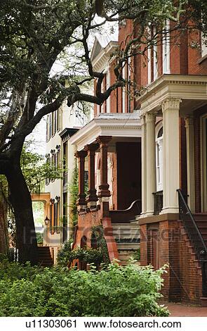 USA, Georgia, Savannah, Houses in residential district View Large Photo Image Stock Image - USA, Georgia, Savannah, Houses in residential district. Fotosearch