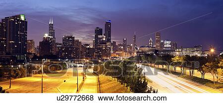 USA, Illinois, Chicago, View from the south: Soldier Field and Lake Shore Drive View Large Photo Image Stock Photo - USA, Illinois, Chicago, View from the south: Soldier Field and Lake Shore Drive. Fotosearch
