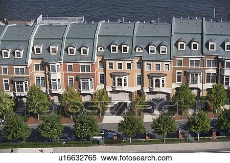 Stock Photography - USA, New Jersey, Weehawken, Suburban houses. Fotosearch