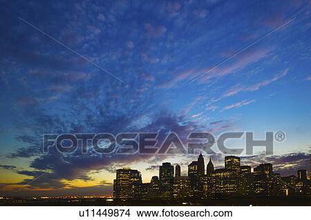 Picture - USA, New York City skyline at dusk. Fotosearch