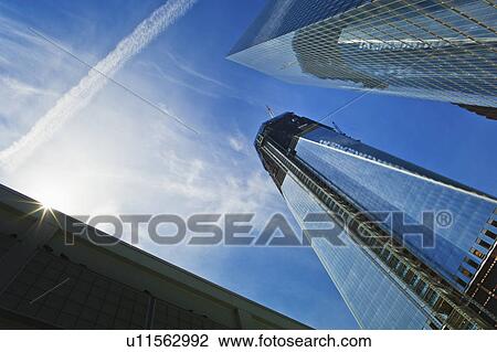 USA, New York, New York City, Lower Manhattan, Ground Zero, Freedom Tower seen from below View Large Photo Image Stock Image - USA, New York, New York City, Lower Manhattan, Ground Zero, Freedom Tower seen from below. Fotosearch