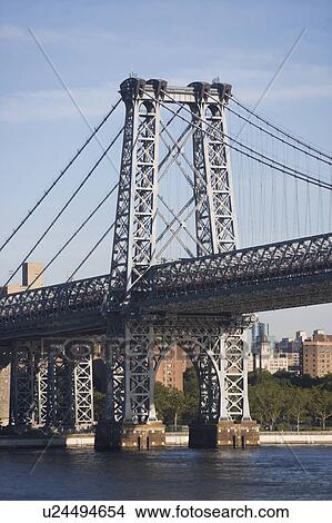 Picture - USA, New York State, New York City, Manhattan, Williamsburg Bridge. Fotosearch