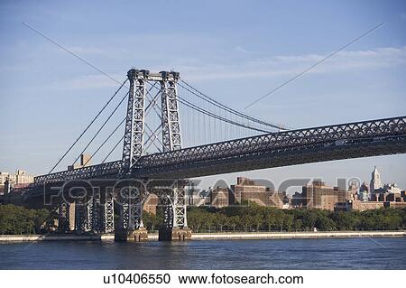 Stock Image - USA, New York State, New York City, Manhattan, Williamsburg Bridge. Fotosearch