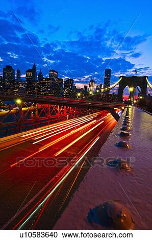 USA, New York State, New York City, Manhattan, Night view of Brooklyn Bridge View Large Photo Image Stock Image - USA, New York State, New York City, Manhattan, Night view of Brooklyn Bridge. Fotosearch